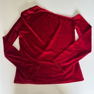 Women Red Velvet Off the Shoulder Long Sleeve